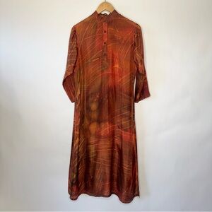 MAXI COVER DRESS BUTTON UP SLIT SIDES TRADITIONAL LOOK TAN THOBE